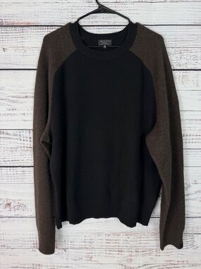 rag & bone 100% Cashmere Colorblock Crewneck Sweater XXL Black Brown